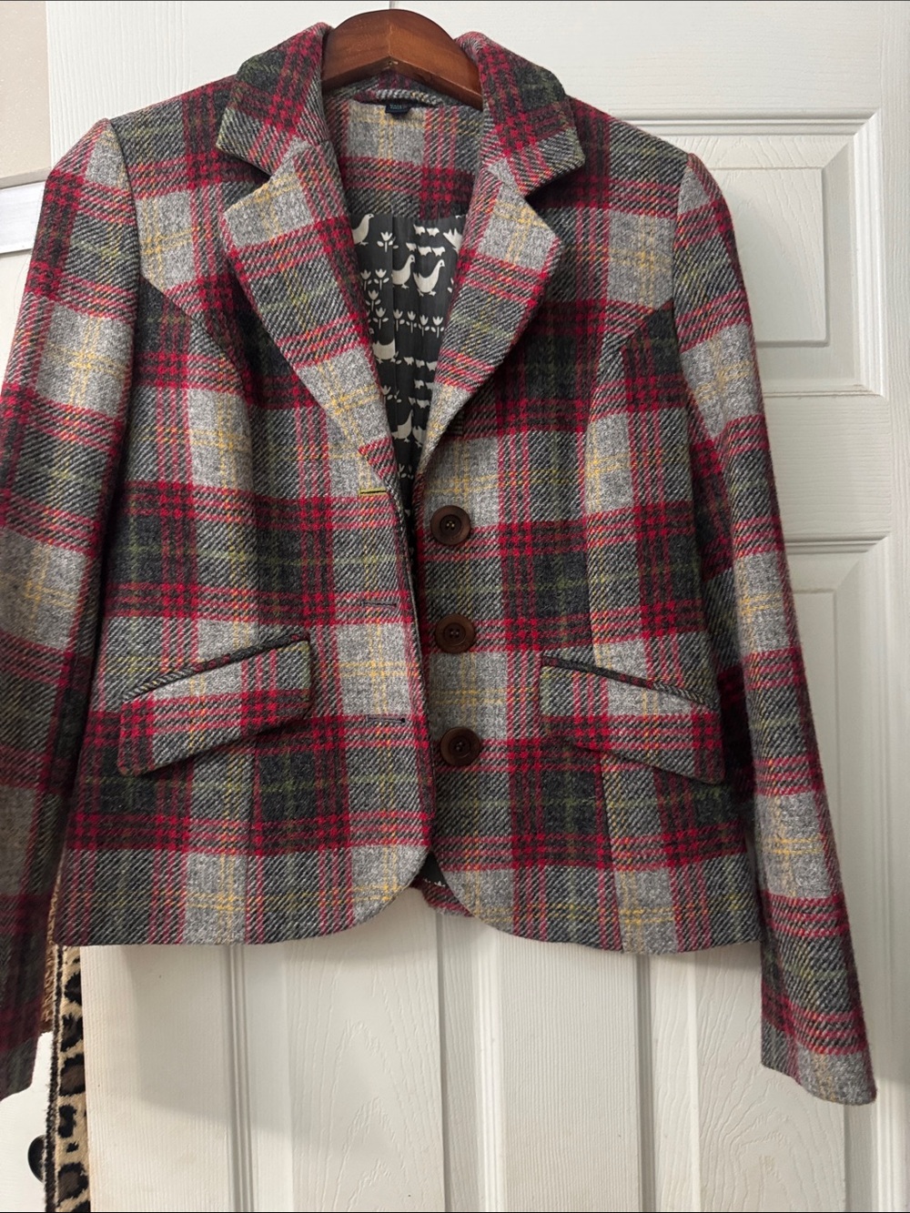 Boden Grey Red Tweed Check 100% Wool Jacket
Blazer